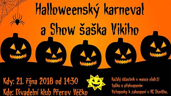 Halloweenský karneval a Show šaška Vikiho